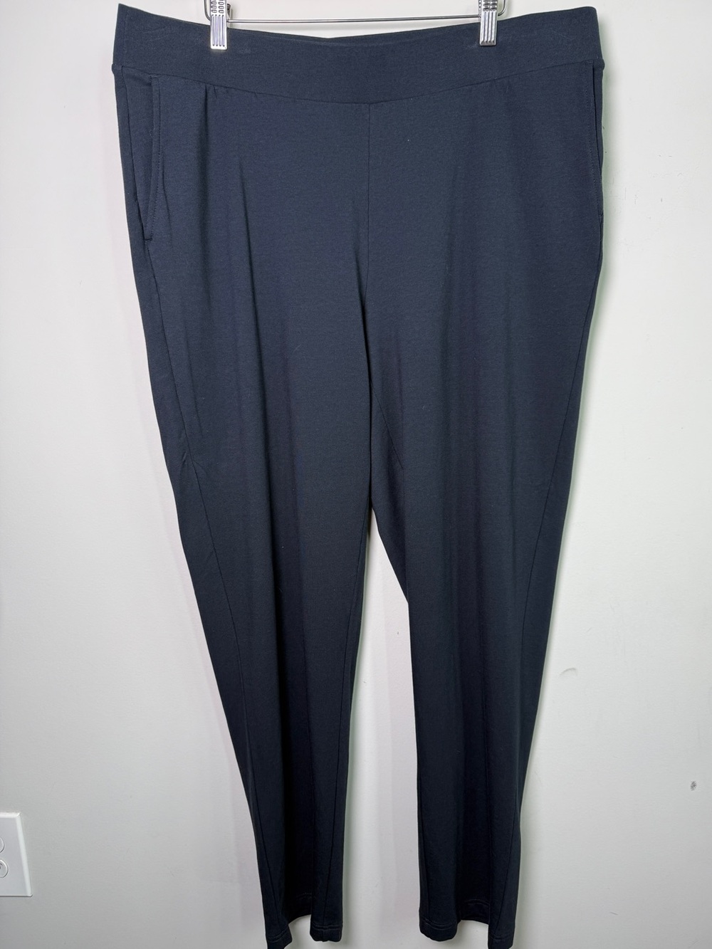 Pure Jill Slim Leg Pull On Pants Navy Pima Cotton Sz 2X